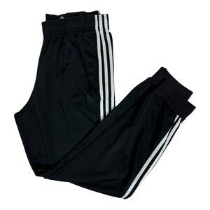 Vintage Adidas Track Pants Size Large Black 3 Stripes White Straight Leg Y2K